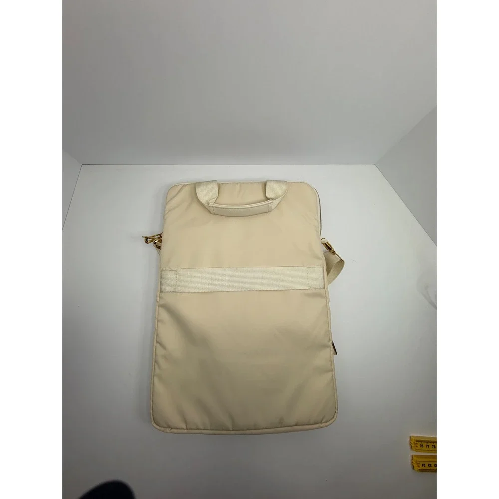 Mosiso Vertical‎ Quilted Laptop Shoulder Bag Cream Padded Travel Messenger Case - Picture 6 of 14